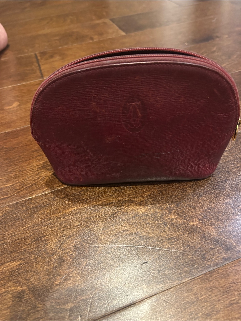 Cartier Small Burgundy Leather Cosmetic Case